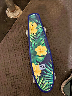 Penny Floral Mini Cruiser Skateboard Blue